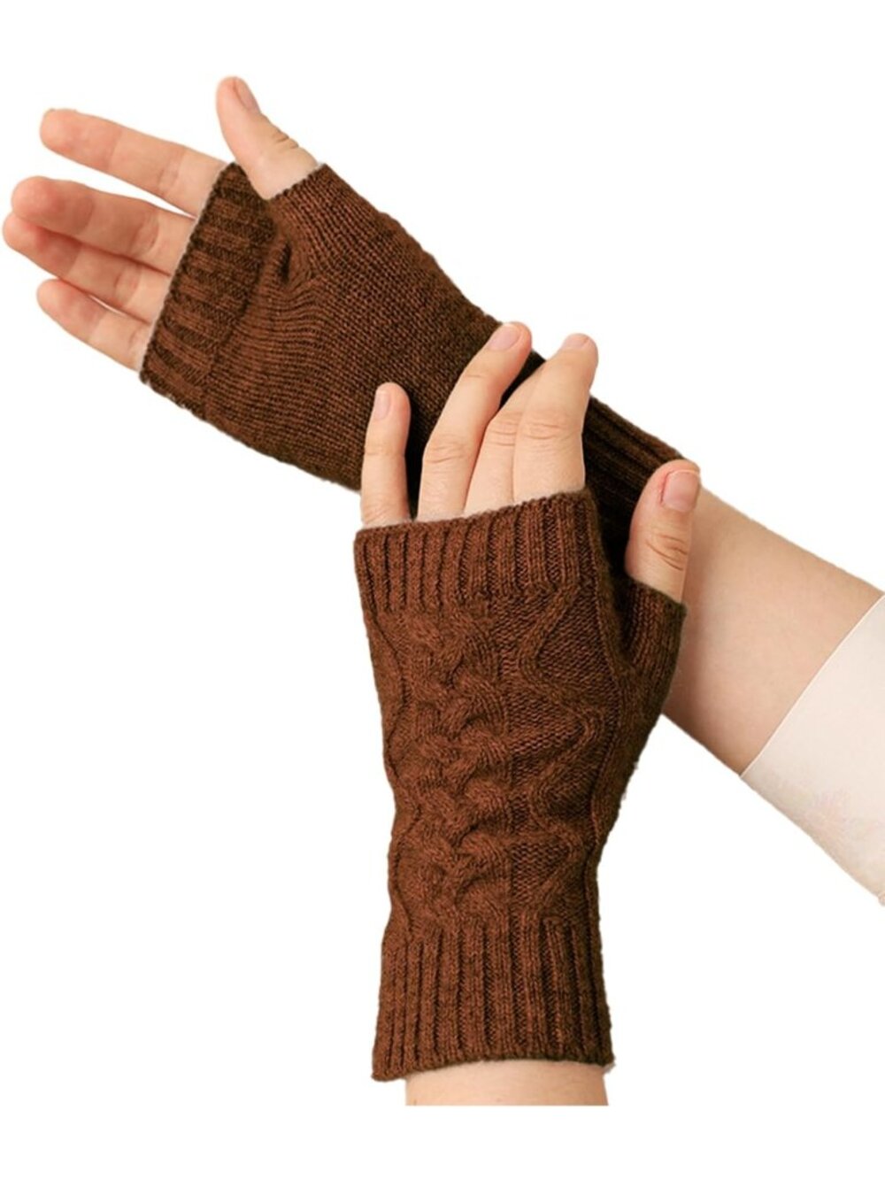 Women Light Brown 100% Cashmere Mitten Winter Warm Soft Gloves with Gift Box